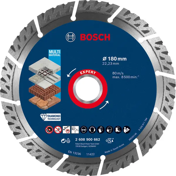 Bosch EXPERT Multi Material Diamond Blade 180 x 22.23mm Steel