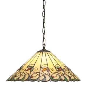 Jamelia 1 Light Medium Ceiling Pendant Dark Bronze, Tiffany glass, E27