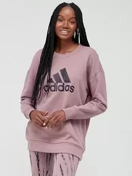 adidas Future Icons Graphic Sweat Top - Light Red, Light Red, Size S, Women