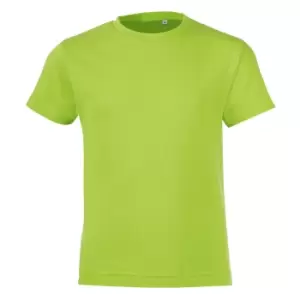 SOLS Childrens/Kids Regent Short Sleeve Fitted T-Shirt (12 Years) (Apple Green)