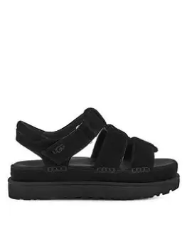 UGG Goldenstar Strap Wedge Sandals - Black, Size 6, Women