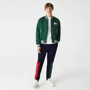 Lacoste Mens Colour-block Cotton Fleece Blend Joggers Size 7 - XXL Navy Blue / Green / Red