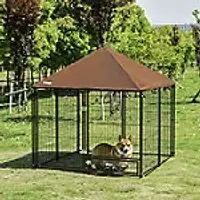 PawHut Dog Kennel Metal, Oxford cloth Black