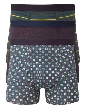 Cotton Traders Mens 3 Pack Mixed Trunks in Purple