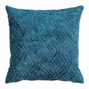 Crossland Grove Velvet Washed Cushion Teal 450x450mm