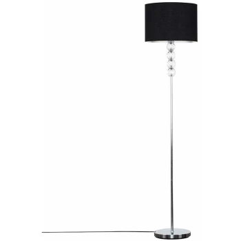 Modern Acrylic Ball Floor Lamp with a Cotton Light Shade - Black