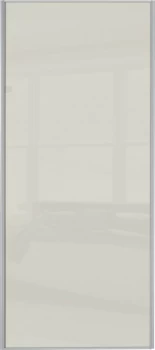 Wickes Sliding Wardrobe Door Silver Framed Single Panel Soft White Glass - 2220 x 914mm