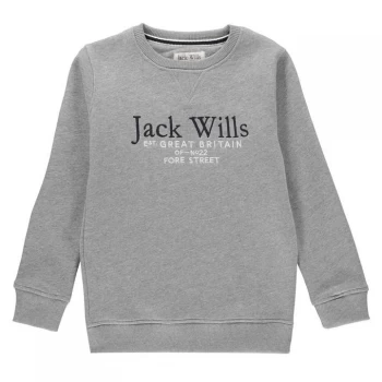 Jack Wills Kids Script Crew Neck Sweatshirt - Grey Heather