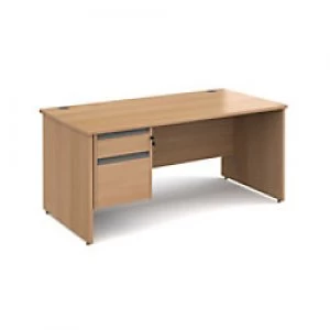 Dams International Straight Desk with Beech Coloured MFC Top and Graphite Frame Panel Legs and 2 Lockable Drawer Pedestal Contract 25 1600 x 800 x 725