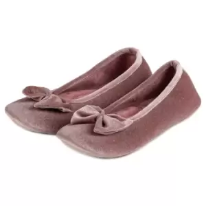 Totes Sparkle Velour Ballet Womens Slippers - Pink - UK 6 TJ Hughes