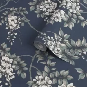 Superfresco Easy Navy Floral Smooth Wallpaper