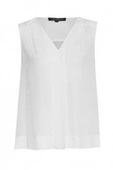 French Connection Polly Plains V Neck Top White