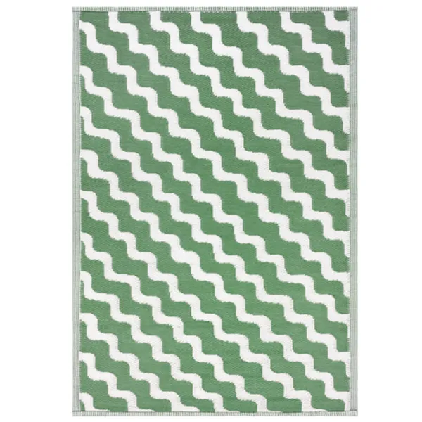 Wave Outdoor 100% Recycled Rug Green