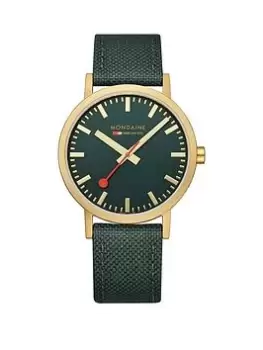 Mondaine Classic Golden 40mm Case Forest Green Watch, Green, Men