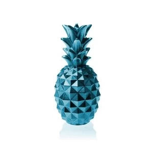 Blue Metallic Medium Pineapple Candle