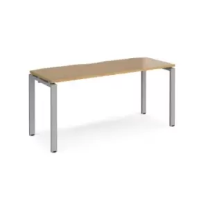 Bench Desk Single Person Starter Rectangular Desk 1600mm Oak Tops With Silver Frames 600mm Depth Adapt