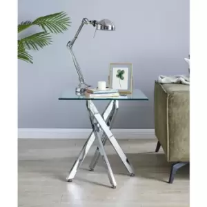 Leonardo Glass And Chrome Metal Side Table