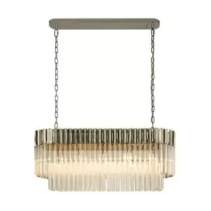 Luminosa Pendant Rectangle 5 Light E14, Polished Nickel, Clear Glass, Item Weight: 21.2kg