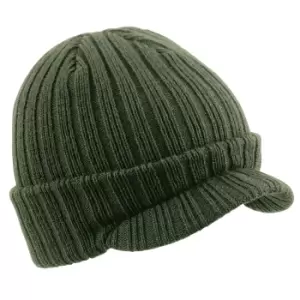 Beechfield Peaked Beanie (One Size) (Olive Green)