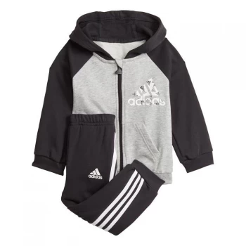 adidas Badge of Sport Full-Zip Hoodie Jogger Set Kids - Medium Grey Heather / Black