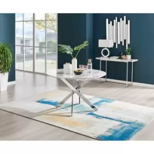 Furniture Box Novara 120cm White Marble Table - Silver