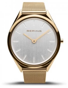 Bering Unisex Ultra-Slim Gold Mesh Bracelet 17039- Watch