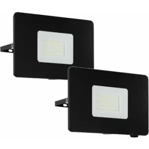 Loops - 2 pack IP65 Outdoor Wall Flood Light Black Adjustable 50W LED Porch Lamp