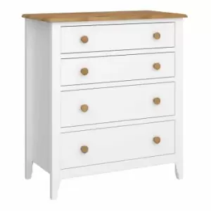 Steens Heston White and Pine 4 Drawer Chest, White/Oak