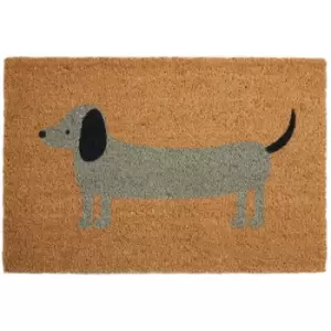 Premier Housewares Grey Daschund Design Door Mat Non Slip Floor Mat Indoor And Outdoor Welcome Mat With Robust Coir For Door Entrances House Entryway