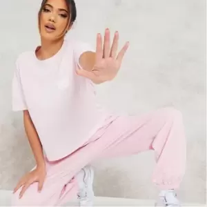 I Saw It First Basic Embroidered T Shirt and Joggers Set - Pink