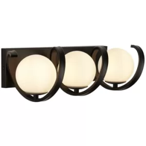 Searchlight Twister 3 Light Wall Light, Matt Black, Matt Opal Glass