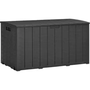 Outsunny 336 Litre Rolling Outdoor Garden Storage Box, Plastic Container, Black - Black