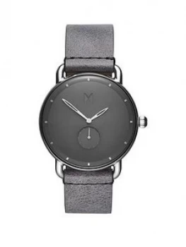 MVMT Revolver Gunmetal Grey Dial Grey Leather Strap Mens Watch, One Colour, Men