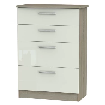 Robert Dyas Kirkhill Ready Assembled 4-Drawer Deep Chest of Drawers - Taupe Cedar