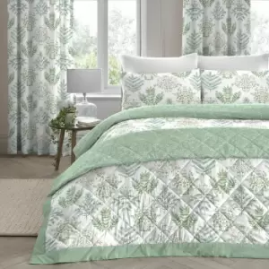 Dreams & Drapes Emily Botanical Quilted Bedspread, Green, 195 x 230 Cm
