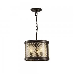 Ceiling Pendant, Semi Flush Ceiling Convertible 3 Light E14 Oiled Bronze, Clear Glass