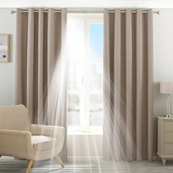 Twilight Thermal Blackout Eyelet Curtains Natural, Natural / 168 x 229cm