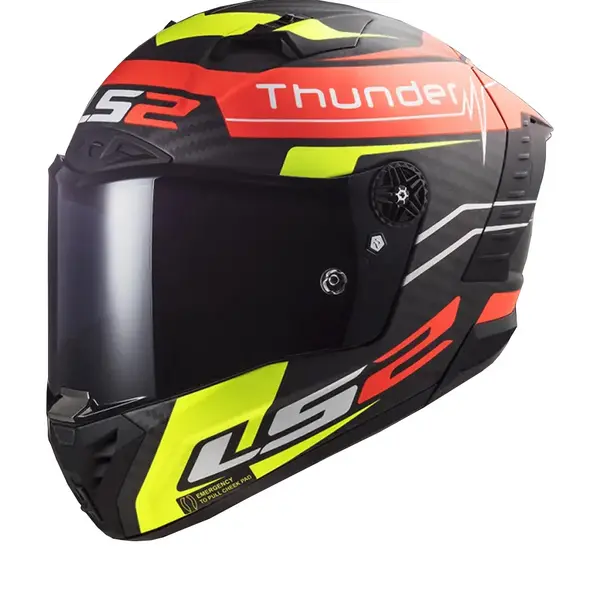 LS2 FF805 Thunder C Attack Matt Red H-V Yellow-06 Full Face Helmet Size M