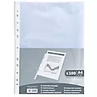 Exacompta Punched Pockets A4 Transparent 40 Microns PP (Polypropylene) Top Opening 5111E Pack of 100