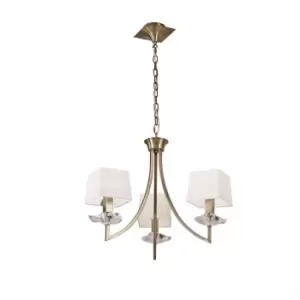 Akira Pendant 3 Light E14, Antique Brass With Cream Shades