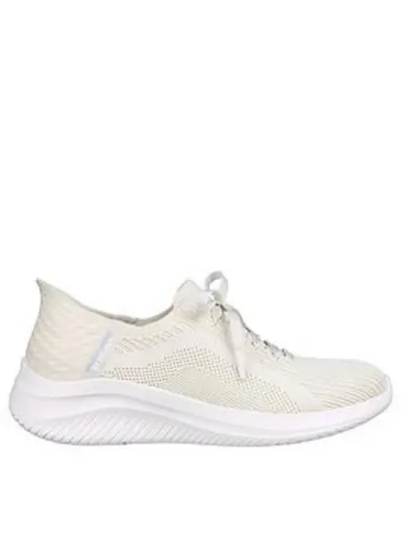 Skechers Slip-ins Tonal Stretch Knit Fixed Lace Slip-on - Natural, Beige, Size 6, Women