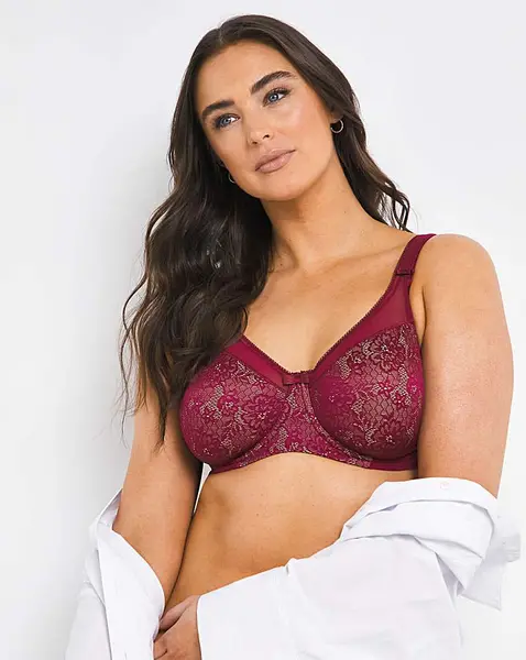 Berlei Berlei Beauty Lace Minimiser Bra Burgund Burgundy Female 44G YC27329