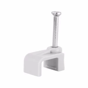 Zexum White Flat TnE Cable Clips 100 Pack - 2.5mm