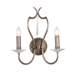 2 Light Indoor Candle Wall Light Dark Bronze, E14