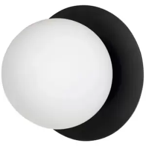 Emibig Minerva Black Globe Wall Lamp with White Glass Shades, 1x E14