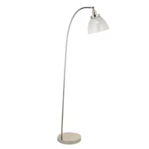 Parma Task Floor Lamp, Bright Nickel Plate, Glass