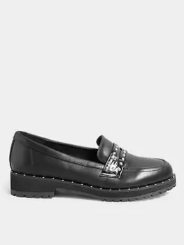 Long Tall Sally Studded Loafer - Plain Black, Size 8, Women