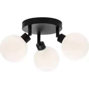 Knightsbridge - G9 Triple Spotlight with Round Frosted Glass - Matt Black 230V IP44 25W