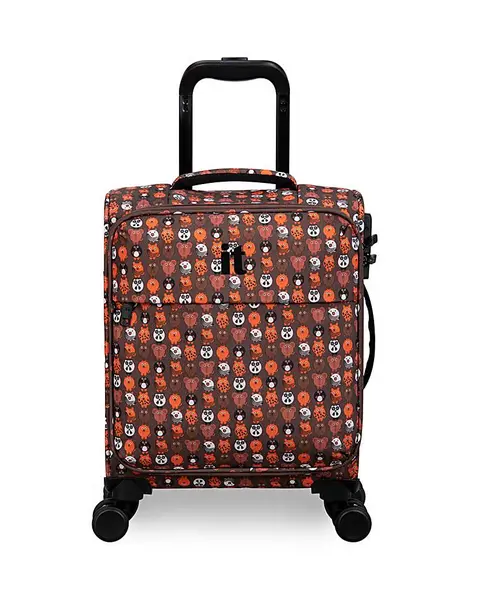 IT Luggage Mellowed EA90901 Underseat Soft Shell Minimals Print Brown Suitcase