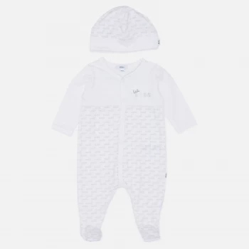 Hugo Boss Baby Sleepsuit & Pull On Hat Set - White - 3-6 months